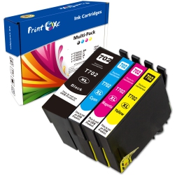 PRINTOXE ® T702Xl Remanufactured Set Of 4 Ink Cartridges High Yield Of T702 for Epson Workforce Pro Wf-3720 Wf-3730 Wf-3733 Up to Date Chips