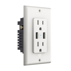 GEENI Smart Wi-Fi Wall Outlet With 2 Plugs And 2 USB Ports - In White