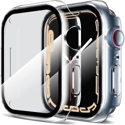 NAVOR 2 Pack Hard PC Clear Case \w Tempered Glass Screen Protector for Apple Watch Series Se/6/5/4 44Mm, Series Se 2 44Mm(2022) Touch Sensitive HD