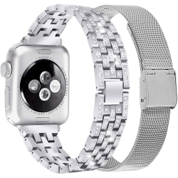 HLD 2 Pack Bands Compatible With Apple Watch Band 38MM 40MM 41Mm, Jewelry Bling Wrist Bands Series 8/7/6/5/4/3/2/1 In Multicolor