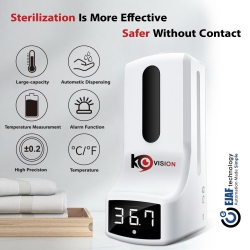 K9 Intelligent Sensor Soap/hand Sanitizer Dispenser With Built-In Temperature Measuring Probe Thermometer - In White