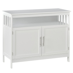HOMCOM Kitchen Sideboard, Buffet Cabinet, Wooden Storage Console Table With 2-Level Cabinet And Open Shelf In White