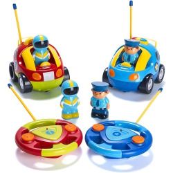PREXTEX Pack Of 2 Cartoon R/c Police Car And Race Car Radio Control Toys for Kids