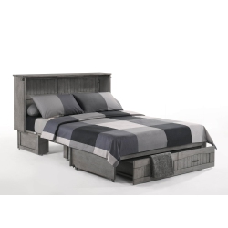 NIGHT AND DAY Alpine Murphy Cabinet Bed With Queen Gel Memory Foam Mattress - Rustic In Grey