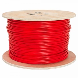 TECHCRAFT - Solid Fire Alarm Cable, 18Awg, 2 Conductors, Shielded, Fplr / Cmr, 1000 Foot Length In Red