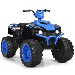 COSTWAY 12V Kids 4-Wheeler Atv Quad Ride On Car W/ Led Lights Music Bluetooth USB