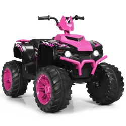 COSTWAY 12V Kids 4-Wheeler Atv Quad Ride On Car W/ Led Lights Music Bluetooth USB