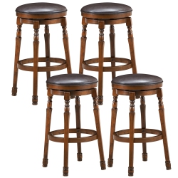 COSTWAY Set Of 4 29" Swivel Bar Stool Leather Padded Dining Kitchen Pub Chair Backless