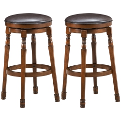 COSTWAY Set Of 2 29" Swivel Bar Stool Leather Padded Dining Kitchen Pub Chair Backless