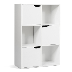 COSTWAY 6 Cube Bookcase Cabinet Wood Bookcase Storage Shelves Room Divider Organization