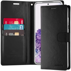 GOOSPERY Topsave Bluemoon Card Slot With Magnetic Clip Leather Folio Wallet Flip Case for Samsung Note20 Ultra In Black