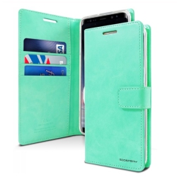 GOOSPERY Topsave Bluemoon Card Slot With Magnetic Clip Leather Folio Wallet Flip Case for Samsung Note20 Ultra In Teal