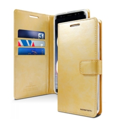 GOOSPERY Topsave Bluemoon Card Slot With Magnetic Clip Leather Folio Wallet Flip Case for Samsung Note20 In Gold