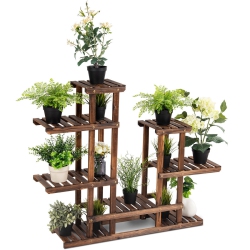COSTWAY 6Tier 13 Pots Wooden Plant Flower Display Stand Wood Shelf Storage Rack Garden