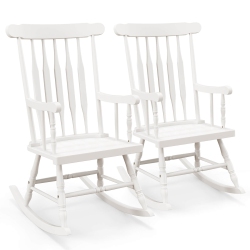 COSTWAY Set Of 2 Wood Rocking Chair Glossy Finish