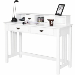 COSTWAY Writing Desk Mission Home Office Computer Desk 4 Drawer In White