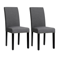 COSTWAY Set Of 2 Fabric Dining Chairs Upholstered With Nailhead Trim