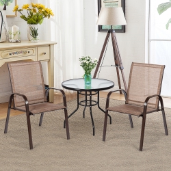 COSTWAY 2PCs Patio Chairs Deck Yard W/armrest