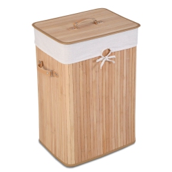 COSTWAY Rectangle Bamboo Hamper Laundry Basket Washing Cloth Bin Storage Bag Lid Natural