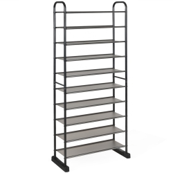 COSTWAY 10-Tier Shoe Rack Space-Saving Shoe Organizer W/metal Frame Tower