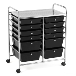 COSTWAY 12 Drawers Rolling Cart Storage Mutlicolor Scrapbook Paper Studio Organizer Bins