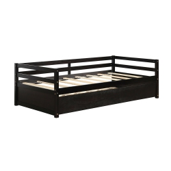 COSTWAY Twin Size Trundle Daybed Wooden Slat Support Mattress Platform for Kids