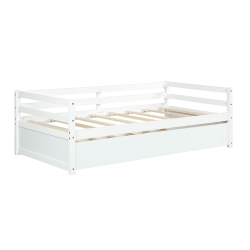 COSTWAY Twin Size Trundle Daybed Wooden Slat Support Mattress Platform for Kids