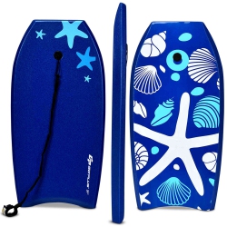 COSTWAY Goplus 37" Lightweight Super Bodyboard Surfing W/leash Eps Core Boarding Ixpe Starfish
