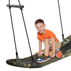 COSTWAY Saucer Tree Swing Surf Kids Outdoor Adjustable Swing Set W/ Handle