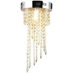 COSTWAY Elegant Pendant Flush Mount Ceiling Light W/ Stainless Base Crystal Chandeliers