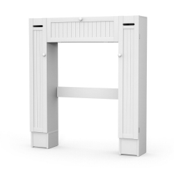 COSTWAY Wooden Over The Toilet Storage Cabinet Drop Door Spacesaver Bathroom In White