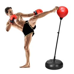 COSTWAY Boxing Punching Bag W/height Adjustable Stand Boxing Gloves