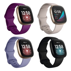 NAVOR 4 Pack Premium Replacement Bands - Small Slim Thin Loop Strap Compatible \w Fitbit Versa 3/fitbit Sense - Soft Tpu Sport Bands - Lightweight