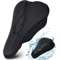 HLD Sports Bike Seat Cushion Cover, Foam& Gel Padded Bike Seat Covers, Anti-Slip Bicycle Saddle Pad for Women Men, Velcro Closure, Hollow Breathable