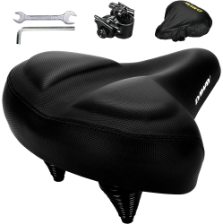 HLD Comfortable Oversized Bike Seat - Compatible \w Peloton, Exercise, Mountain Or Road Bikes, Extra Wide Bicycle Saddle Replacement \w Memory Foam