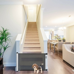 COSTWAY Retractable Mesh Gates Pets Safety Gate Easy Latch Indoor Outdoor In Black