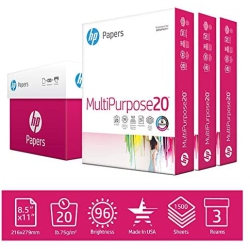 HP Printer Paper 8.5X11 Multipurpose 20 Lb 3 Ream Case 1500 Sheets 96 Bright Made In Usa Fsc Certified Copy Paper