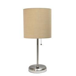 ALL THE RAGES CANADA Limelights Silver Metal Stick Lamp W/ USB Port With Shade In Tan