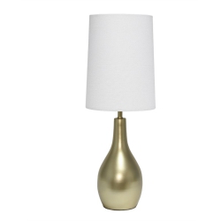 ALL THE RAGES CANADA Simple Designs Metal 1 Light Tear Drop Table Lamp In Gold With Shade In White