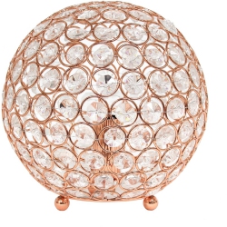 ALL THE RAGES CANADA Elegant Designs Metal 8" Ellipse Sequin Crystal Ball Table Lamp In Rose In Gold