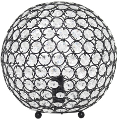 ALL THE RAGES CANADA Elegant Designs Metal 10" Ellipse Sequin Crystal Ball Table Lamp In Bronze