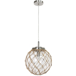 ALL THE RAGES CANADA Elegant Designs Glass Natural Rope Buoy Netted Pendant In Clear