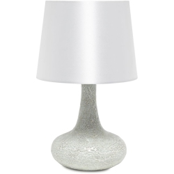 ALL THE RAGES CANADA Simple Designs Resin Mosaic Tiled Genie Table Lamp In With Shade In White