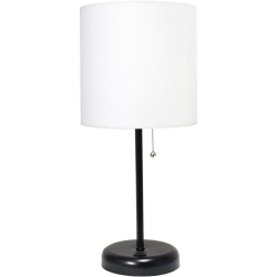 ALL THE RAGES CANADA Limelights Metal Stick Lamp W/ USB Port In Black With Shade In White