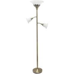 ALL THE RAGES CANADA Elegant Designs Metal 3 Light Floor Lamp In Brass With Shades In White