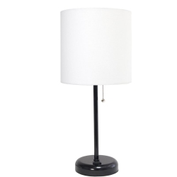 ALL THE RAGES CANADA Limelights Metal Stick Lamp W/ Power Outlet In Black With Shade In White