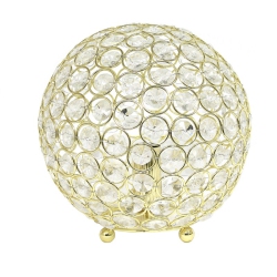 ALL THE RAGES CANADA Elegant Designs Metal 8" Ellipse Sequin Crystal Ball Table Lamp In In Gold