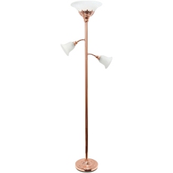 ALL THE RAGES CANADA Elegant Designs Metal 3 Light Floor Lamp In Rose Gold With Shades In White