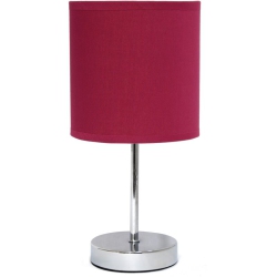 ALL THE RAGES CANADA Simple Designs Chrome Metal Basic Table Lamp With Wine Shade In Red