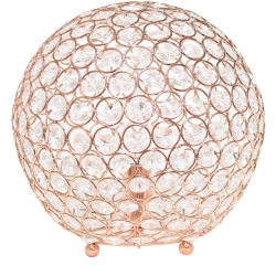 ALL THE RAGES CANADA Elegant Designs Metal 10" Ellipse Sequin Crystal Ball Table Lamp In Rose In Gold